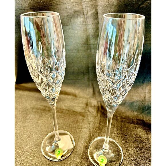 WATERFORD Merilee Toasting Flutes NIB, Never Used! Wedding Engagement Celebrate - Picture 6 of 9